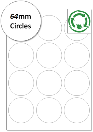 64mm A4 biodegradable Labels - Eco Friendly Labels - Compostable Labels - recycled Label Sheets