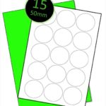 50mm Round Fluorescent Green - Bright Neon Green A4 Labels